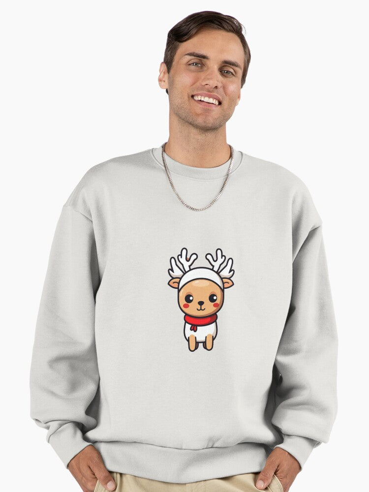 Cute Christmas reindeer art Premium Oversized Sweatshirt | Premium Unisex T-Shirt, Trending Graphic Tee