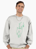 Cute Rudolph in Green Outline Art Print Premium Oversized Sweatshirt | Premium Unisex T-Shirt, Trending Graphic Tee