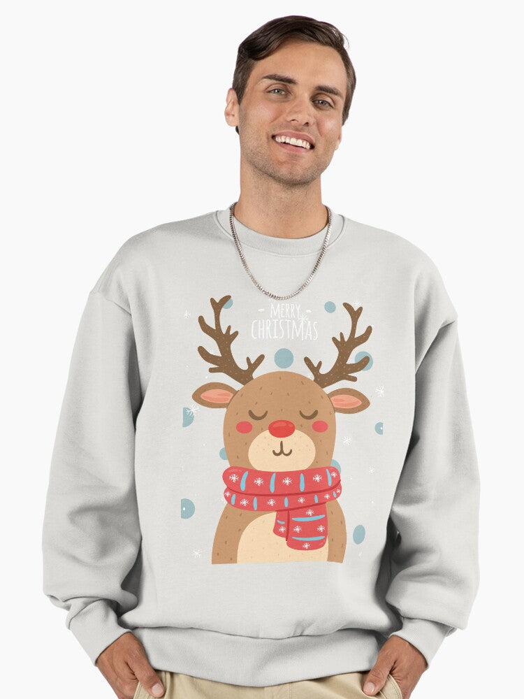 Merry Christmas - Rudolph Reindeer Premium Oversized Sweatshirt | Premium Unisex T-Shirt, Trending Graphic Tee