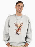 Happy smiling christmas reindeer Premium Oversized Sweatshirt | Premium Unisex T-Shirt, Trending Graphic Tee