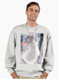 Ghostly Rudolph Premium Oversized Sweatshirt | Premium Unisex T-Shirt, Trending Graphic Tee