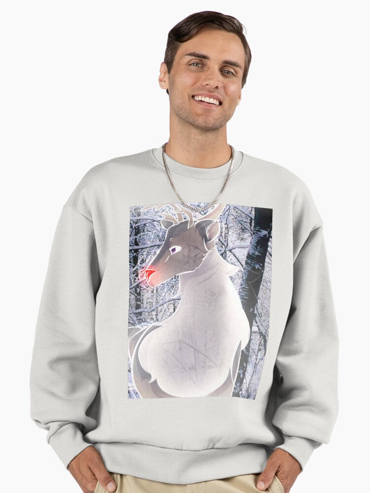 Ghostly Rudolph Premium Oversized Sweatshirt | Premium Unisex T-Shirt, Trending Graphic Tee