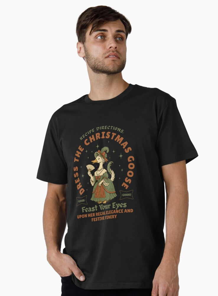 Victorian Christmas Goose – Funny Holiday Shirt | Regal Goose in Festive Finery | Retro Vintage Christmas Tee Premium T-Shirt