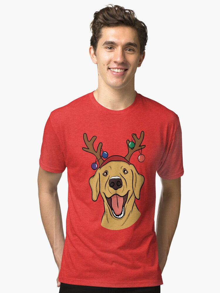 Christmas Yellow Lab Tri-blend T-Shirt