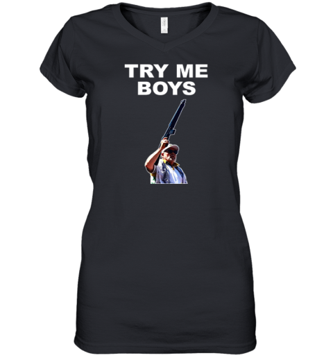 Carl Niehaus Try Me Boys Pro Gun Women039S V Neck T Shirt