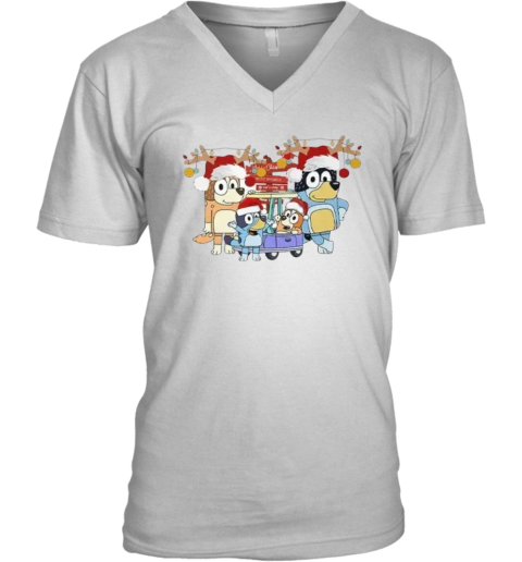 Bluey Family Christmas V Neck T Shirt