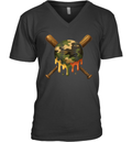 Baseball Drip Camo Baseball Bats V Neck T Shirt