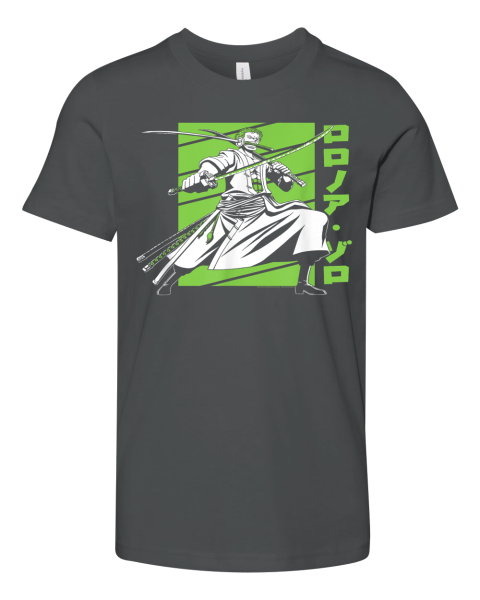 Anime White And Green Roronoa Zoro Premium Youth T Shirt