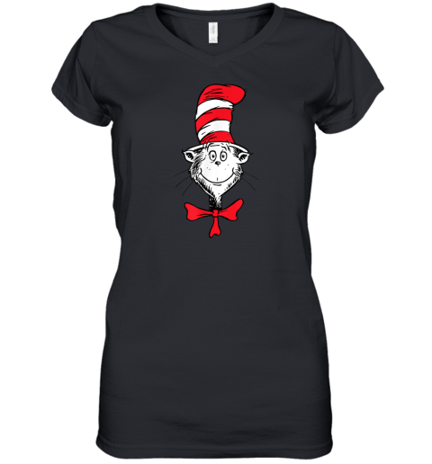Dr Seuss The Cat In The Hat Face Women039S V Neck T Shirt