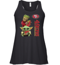 Baby Yoda And Groot Hug San Francisco 49Ers Racerback Tank