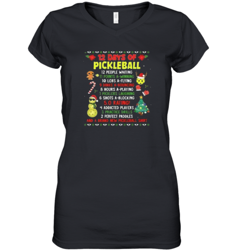 Christmas 12 Days Of Pickleball Women039S V Neck T Shirt