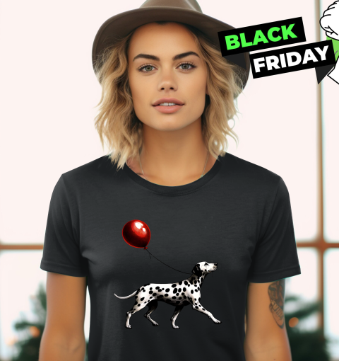 Dalmatian With Red Balloon Women039S T Shirt