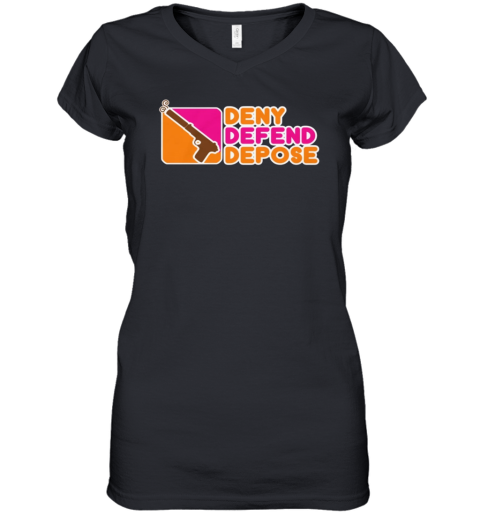 Deny Defend Depose Donuts Women039S V Neck T Shirt