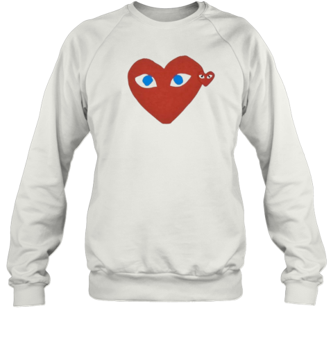 Cdg Play Red Heart Blue Eyed Sweatshirt
