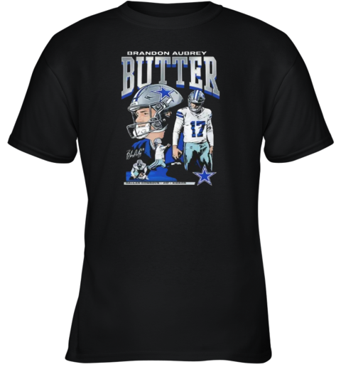 Brandon Aubrey 17 Kicker Butter Dallas Cowboys Youth T Shirt