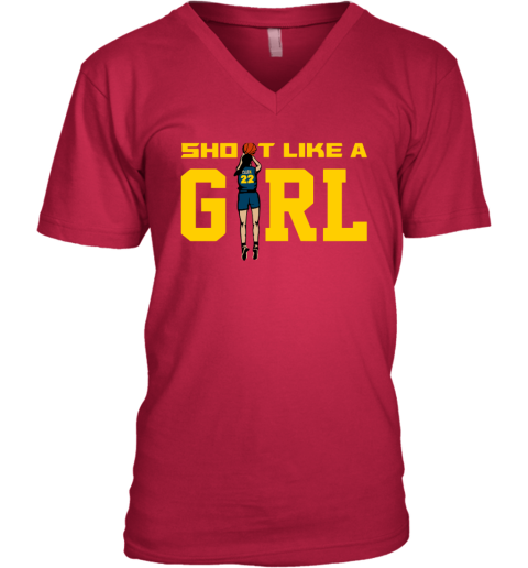Caitlin Clark Shoot Like A Girl V Neck T Shirt