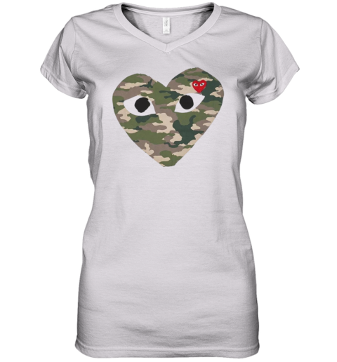 Cdg Play Camo Big Heart Women039S V Neck T Shirt