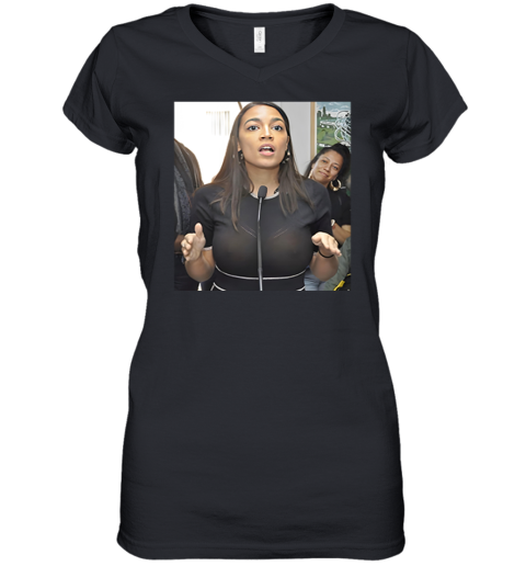 Alexandria Ocasio Cortez Aoc See Through Women039S V Neck T Shirt