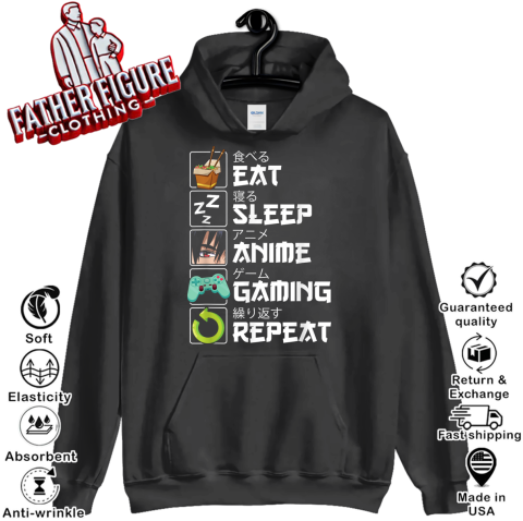 Eat Sleep Anime Gaming Repeat Kawaii Otaku Anime Manga Hoodie