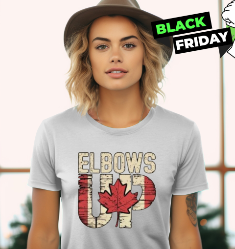 Canadian Hockey Culture Proud Canadian Elbows Up Women039S T Shirt