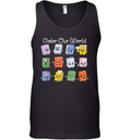 Color Our World Summer Reading 2025 Librarian Teacher Kids Tank Top