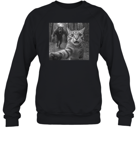 Cat Selfie Werewolf Chase Scary Monster Sweatshirt