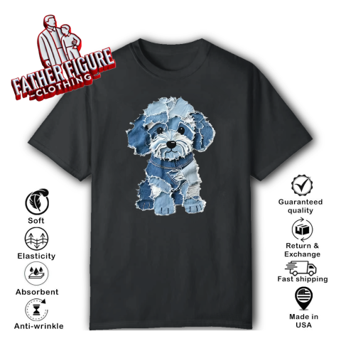 Denim Patch Animal Dog T Shirt