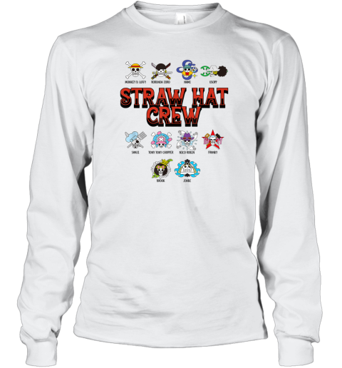 Anime Straw Hat Crew Jolly Roger Logos Long Sleeve T Shirt