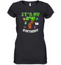 It039S My 7Th Birthday Video Game Pixel Women039S V Neck T Shirt