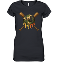 Baseball Drip Camo Baseball Bats Women039S V Neck T Shirt