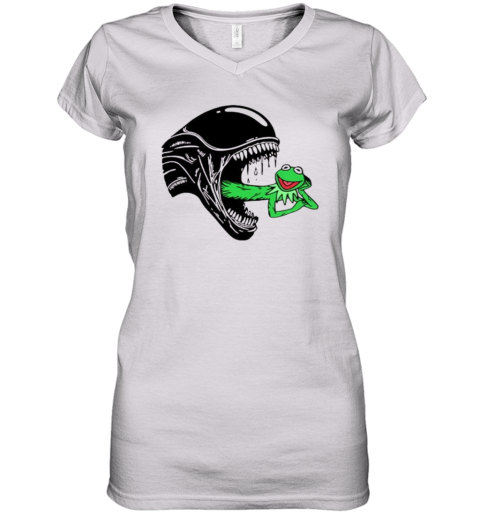 Alien Kermit The Frog Women039S V Neck T Shirt