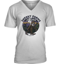 Bigfoot Smoking Sneaky Farms We Deliver V Neck T Shirt