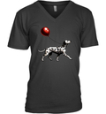 Dalmatian With Red Balloon V Neck T Shirt