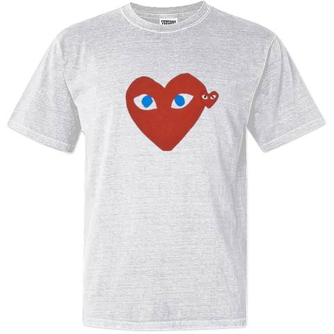 Cdg Play Red Heart Blue Eyed Dyed Heavyweight T Shirt