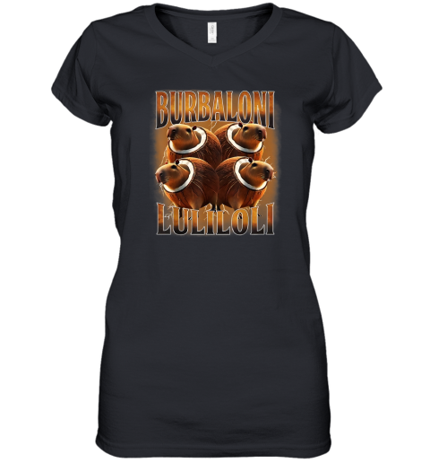 Burbaloni Luliloli Italian Brain Rot Capybara Meme Women039S V Neck T Shirt