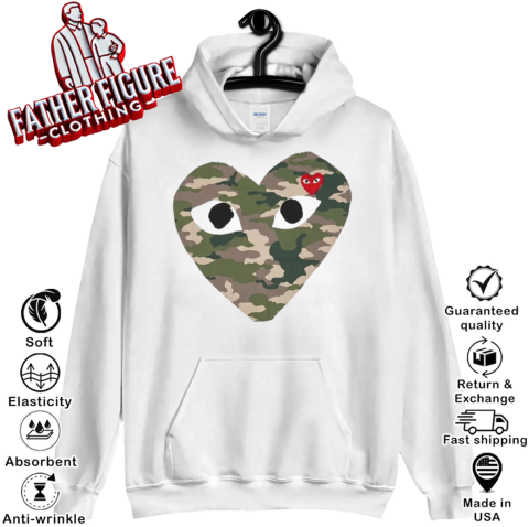 Cdg Play Camo Big Heart Hoodie