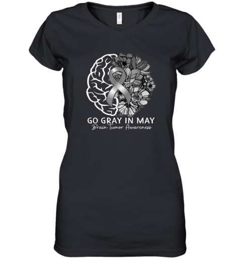 Brain Tumor Awareness Wear Gray In May Strong Warrior Cancer Women039S V Neck T Shirt