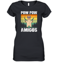 Alpaca Pow Pow Amigos Retro Lama Funny Alpacas Women039S V Neck T Shirt