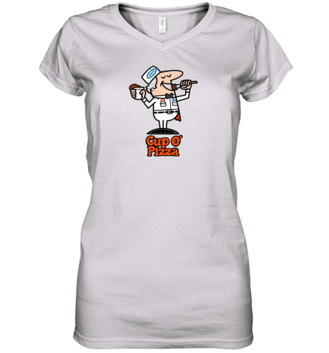 Cup O Pizza Women039S V Neck T Shirt