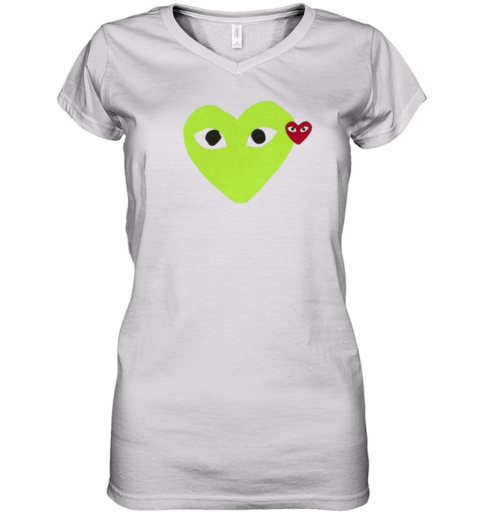 Cdg Play Heart Women039S V Neck T Shirt