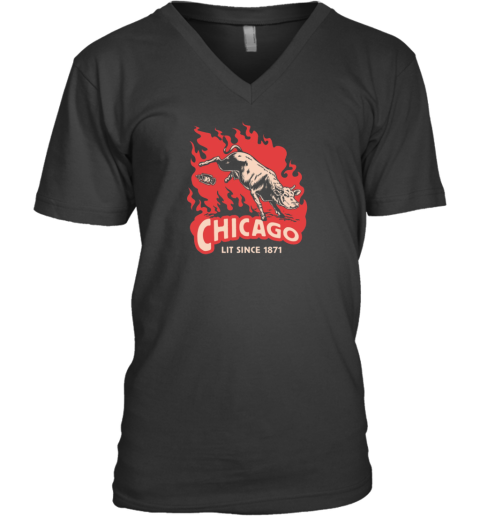 Chicago Lit Since 1871 V Neck T Shirt