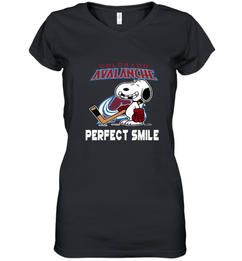 Colorado Avalanche Snoopy Perfect Smile The Peanuts Women039S V Neck T Shirt