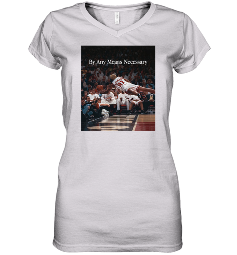 By Any Means Necessary Dennis Rodman Flying Photo Women039S V Neck T Shirt