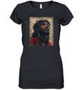Black Jesus Face Of Jesus Cross With Crown Of Thorns Women039S V Neck T Shirt