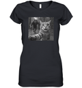 Cat Selfie Werewolf Chase Scary Monster Women039S V Neck T Shirt