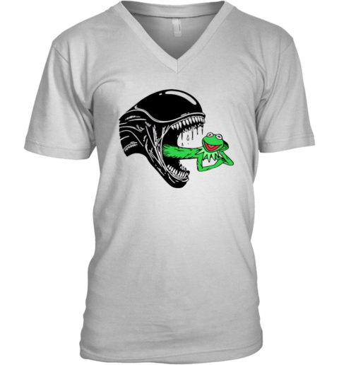 Alien Kermit The Frog V Neck T Shirt