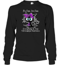 Black Cat Its Fine I039M Fine Fibromyalgia Awareness Long Sleeve T Shirt