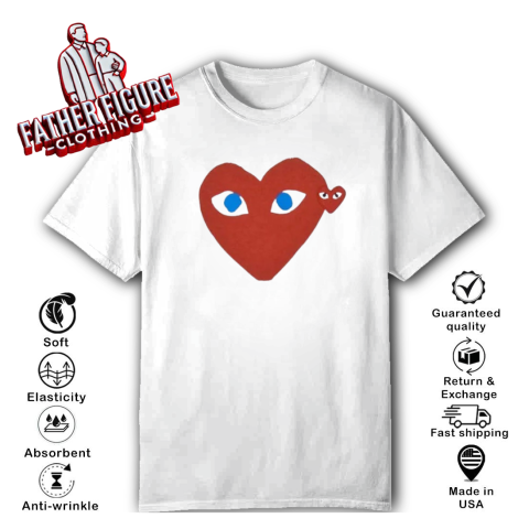 Cdg Play Red Heart Blue Eyed T Shirt